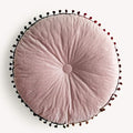 vctops Velvet Soft Round Chair Pads Cute Gradient Pom Pom Indoor Dining Chairs Cushion (Pink, Diameter 16")