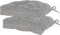 HARBOREST Chair Cushions for Dining Chairs Set of 4 - Chenille Tufted Kitchen Chair Cushions with Ties and Non-Slip Bottom, Foam Chair Pads for Dining Chairs, 17" x 17", Light Grey