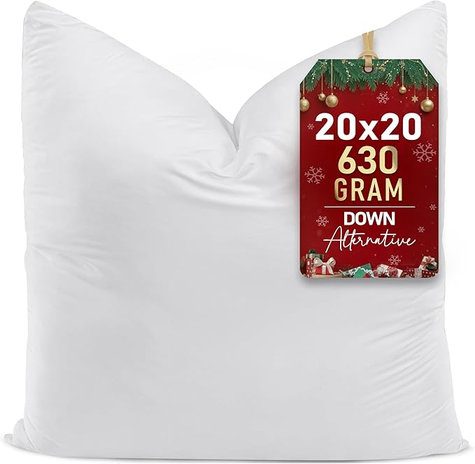 Utopia Bedding Throw Pillows (Set of 1, White) – 20 x 20 Inches Down Alternative Pillows for Bed, Sofa, and Couch - Fluffy Decorative Stuffer Pillow for Indoors & Outdoors