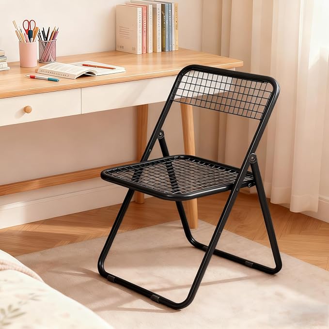 2 Pack Folding Chair,Dark Balck Color,Single Piece,Foldable Space - Saving Design for Indoor/Outdoor Use