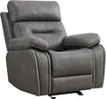 KISLOT Leather Recliner Chair Manual Sofa Rocker for Adults with Overstuffed Arm for Living Room Bedroom Home Theater Seating