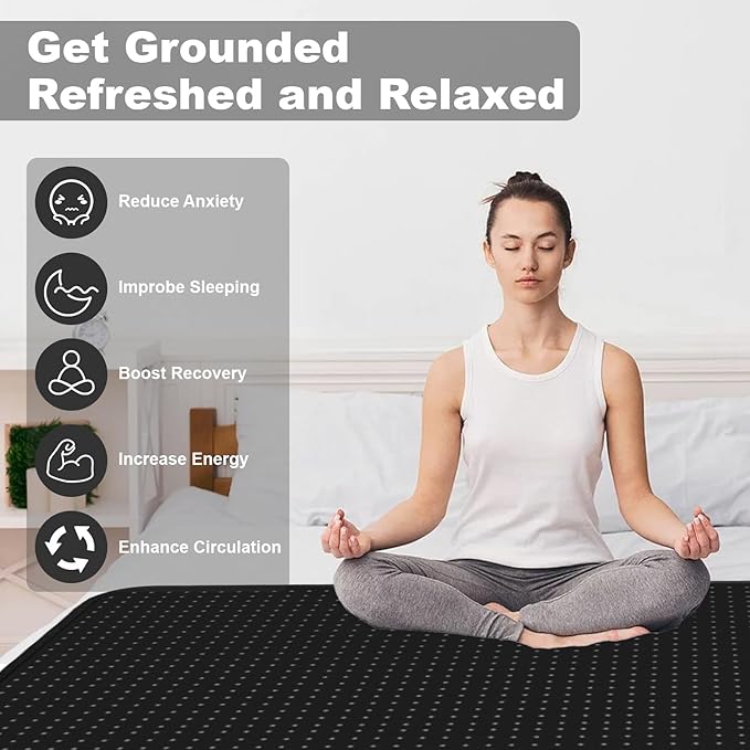Grounding Mat for Bed,54 * 78 in Anti-SLP Pad PU Leather,Grounding Mat King Size with Grounding Tester Pen,Grounding Mattress Pad