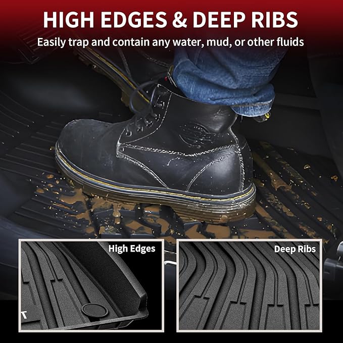 LASFIT Floor Mats Fit for Volkswagen ID.4 2021-2026, Custom Fit TPE All Weather Waterproof Floor Liners 1st & 2nd Row Car Mats, Black