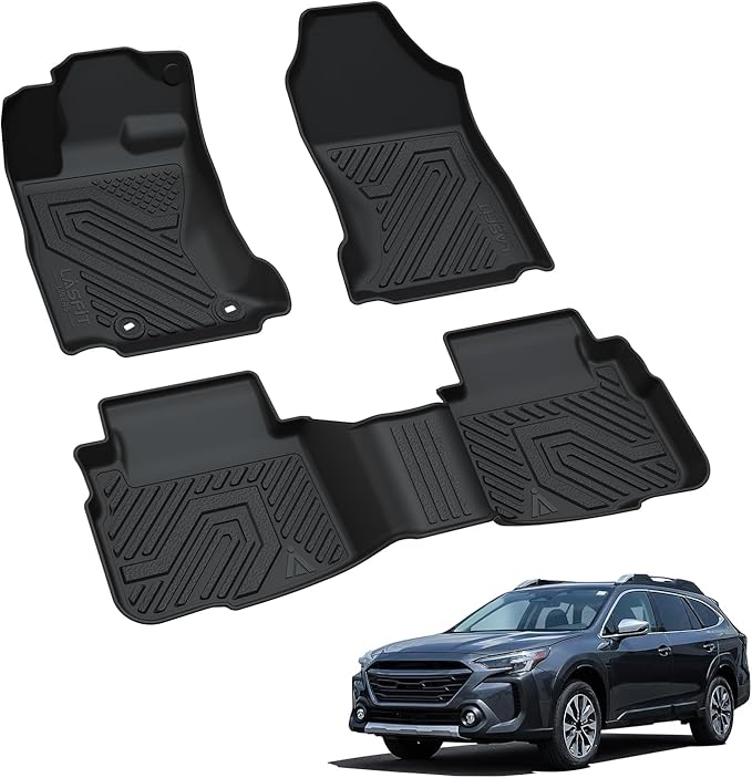 LASFIT Floor Mats for Subaru Outback & Legacy 2020-2025, All Weather TPE Custom Fit Easy Clean Durable No-Curling Floor Liners for Subaru Outback 1st & 2nd Row Car Mats, Black