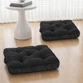 PRIMEPATIO Square Floor Pillow for Adults, Tufted Floor Cushion for Sitting, Large Meditation Cushion, Thick Corduroy Seat with Handle, Tatami Seating for Yoga, 22x22 Inch Dark Grey, 2Pack