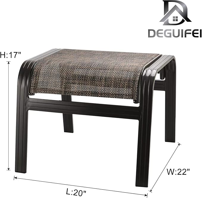 Deguifei Patio Footstools Outdoor Foot Rest Aluminum Ottomans Samll Seat Wicker Furniture Patio Ottoman 2 Pieces Brown