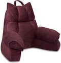RRPAHWTV Reading Pillow for Bed with High Arm Rests,Back Support Pillow for Sitting Up in Bed with Shredded Memory Foam for Reading, TV, Gaming or Relaxing on Floor（Plum，Small）