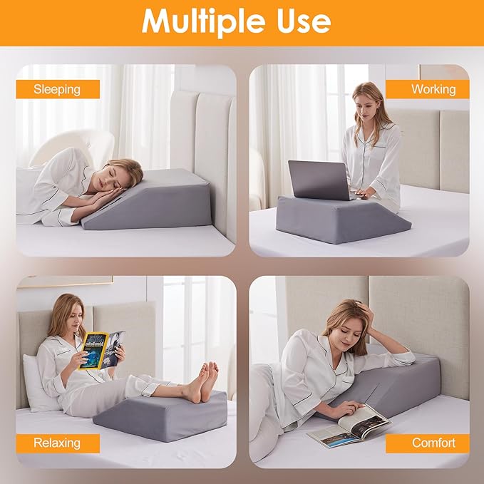 Ruqmuis Leg Elevation Pillow for After Surgery, 6inch Foam Leg Elevating Pillow for Swelling and Blood Circulation, Leg Wedge Pillow for Sleeping, Knee Pillow for Knee Hip Ankle Pain Relief, Velvet