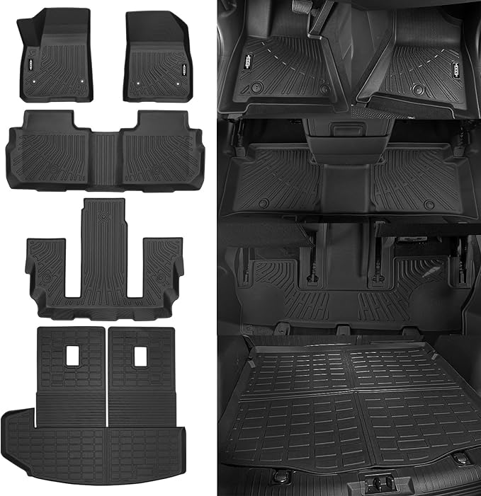 Floor Mats for 2020-2025 2026 Cadillac XT6 6 Seats Floor Mats & Trunk Mat & Backrest Mats All Weather for Cadillac XT6 Accessories Guard Odorless Anti-Slip Floor Liner(2nd Row Bucket Seats)