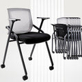 Conference Room Chairs, Folding Office Desk Chair with Lumbar Support and Sliding Armrest, Stackable Office Guest Chairs & Reception Chairs(8 Pack)