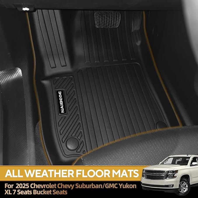 Naibeve Floor Mats for 2025 2026 Chevrolet Suburban/GMC Yukon XL/Cadillac Escalade ESV 7 Seats Bucket Seats - All Weather for Suburban/Yukon XL/Escalade ESV Floor Mats Cargo Mat 3rd Row Backrest Mats