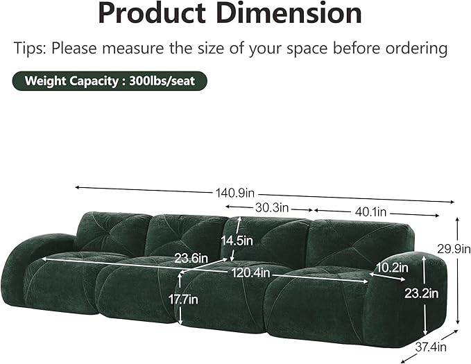 Modular Sectional Sofa with Free Combination,Oversized Boneless Floor Couch for Living Room & Lounge,Velvet 4-Seater Sectional Couch with Comfortable Deep Seat,No Assembly Needed