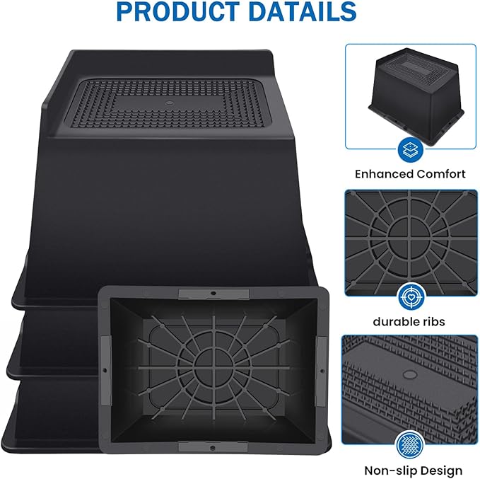 ANNKUT Bed Risers 6 Inch Heavy Duty,Oversized Couch Risers, Extra Wide Furniture Risers for Sofa Table Desk Headboard Chair Lifting,Rectangle Risering Blocks Support 6000 lbs(8 Pack Black)