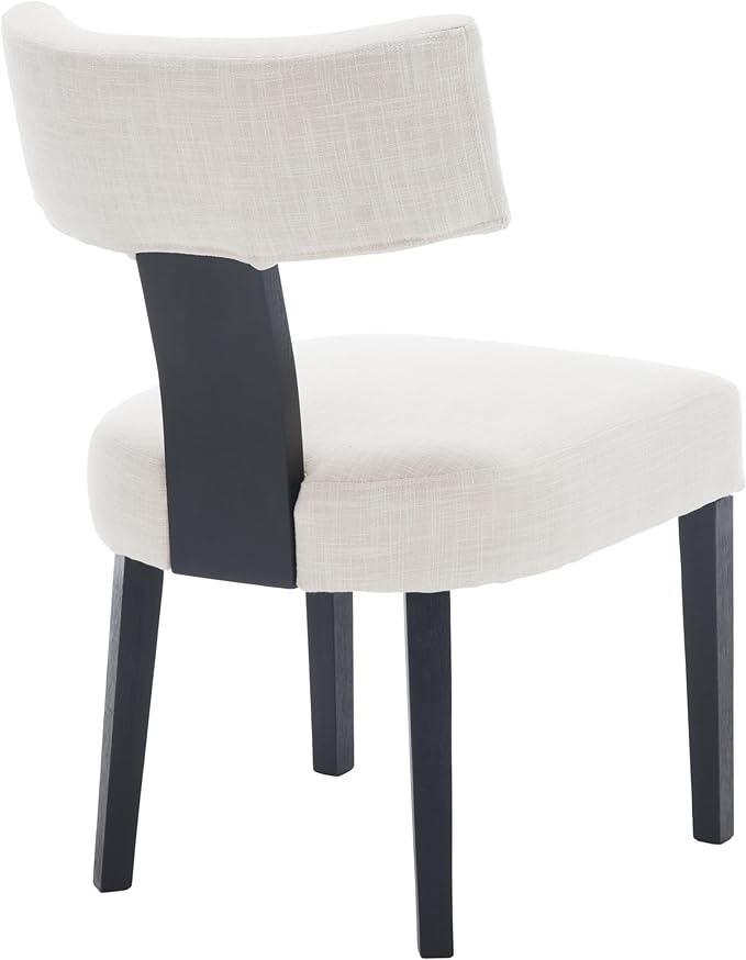 RIVOVA Linen Dining Chairs Set of 4 Modern Dining Chair with Black Wood Legs, Upholstered Dining Chairs for Dining Room, Kitchen, Vanity, Living Room, Beige