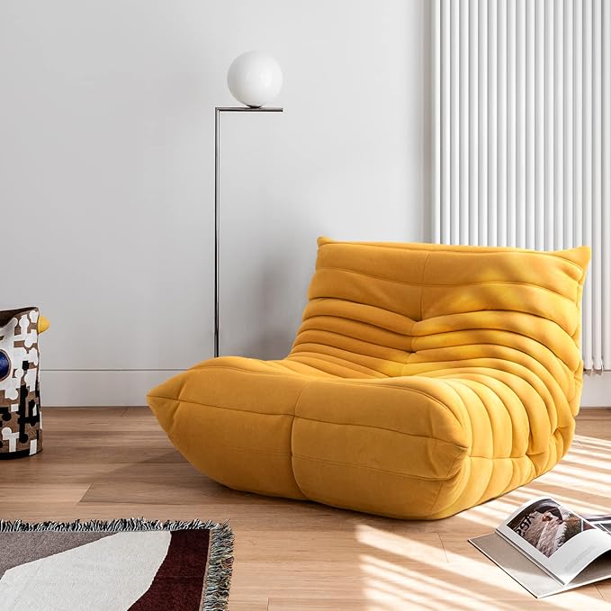 cebihy High-end Uncompressed Fireside Togo Chair, Bean Bag Chair, Foam Floor Sofa, Soft Lazy Lounge Sofa Couch, Armless Suede Fabric Cover Beanbag Accent Chairs for Living Room Bedroom Dorm Office