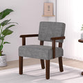 FAGAGA Accent Chair,Armchairs with Solid Wood Frame and Legs,Upholstered Reading Leisure Chair for Bedroom,Office,Waiting Room (Linen, Gray, One Chair)