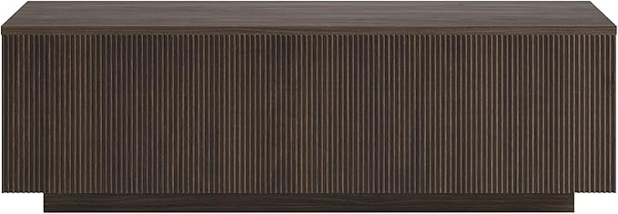 Henn&Hart 48" Fluted Rectangular Low-Profile Coffee Table for Living Room, Family Room, or Office, Alder Brown