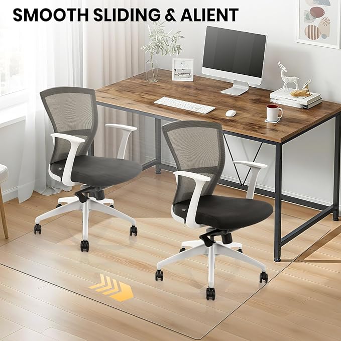 Clear Office Chair Mat for Hardwood Floor, 36 x 48 Inch Desk Chair Mat, Plastic Floor Protectors for Chairs, Heavy Duty Wood Tile Floor Mats for Home & Office