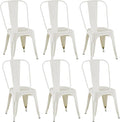 Metal Dining Chairs Set of 6 - Stackable Tolix Chair Indoor/Outdoor for Kitchen, Cafe,Restaurant, Bistro & Patio Multiple Colors(White)