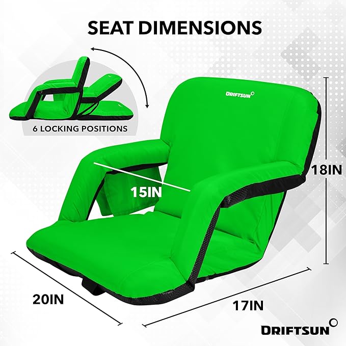 Driftsun Stadium Seats with Back Support, Deluxe Bleacher Chairs with Support Cushion, Padded Seats with Waterproof Chair