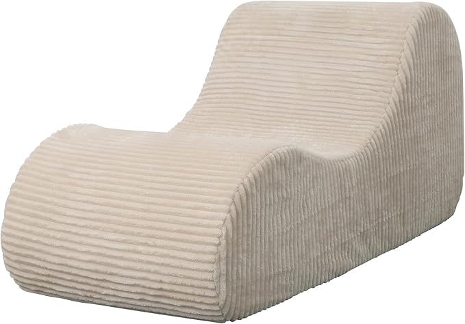 Corduroy Chaise Lounge Chair Couch Indoor Boneless Oversized High-Density Sponge Soft Sofa, Khaki