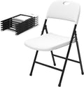 Folding Chairs, Plastic Foldable Chair, Outdoor Plastic Sturdy Metal Folding Chairs, Heavy Duty Foldable Commercial Seating for Picnic, Party, Patio 6 Pack White