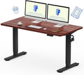FLEXISPOT EN1 One-Piece Standing Desk with 1-Inch Thick Desktop, 55"x28" Electric Height Adjustable Desk for Home Office & Multi-Device Workstations, Mahogany