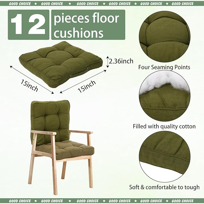 Gerrii 12 Pieces Classroom Floor Cushions with Handles Flexible Floor Seating Cushions Pillows School Chairs in Home School Classroom Kindergarten Daycare Nursery(Bright Color,Square)