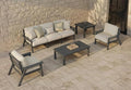 Patio Kingdom 7 Piece Patio Conversation Sets, Outdoor Couch with Washable Thick Beige Cushions, HDPE Patio Furniture Set, Outdoor Sectional Furniture for Backyard, Deck, Lawn, Porch (Grey Frame)