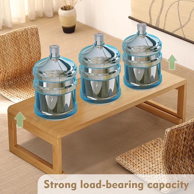 Japanese Floor Table Tea Table Low Coffee Table Bamboo Versatile Folding Design for Tatami Home,Office,Living Room (Original Wood Color, 47.24" Dx 19.68" W x11.8 H)