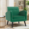 LSSPAID Accent Chair, Modern Velvet Living Room Chairs, Comfy Upholstered Armchairs Single Sofa Chair with Solid Wood Legs, Green