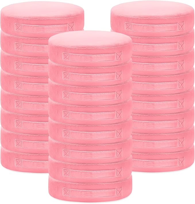 24 Pcs Round Floor Cushions for Kids, 15'' Plush Flexible Seating Pillows with Handles, Soft Chair Seats for Classroom Elementary Daycare Preschool Playroom Reading Corner Pink