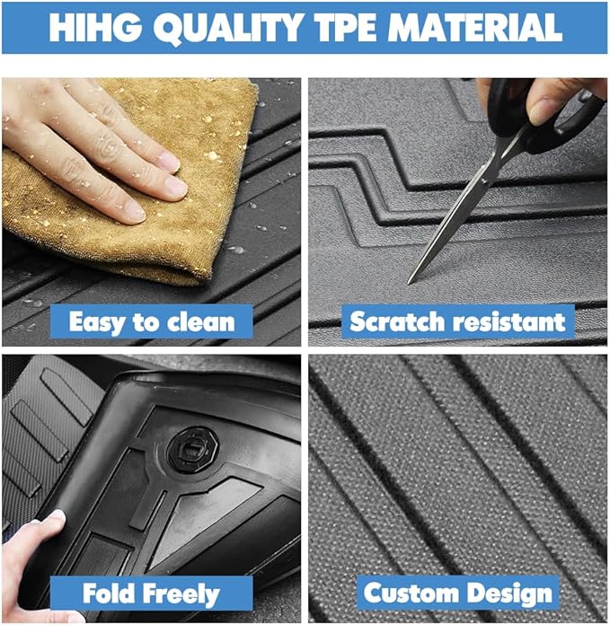 Car Floor Mats and Trunk Mat Compatible for 2013-2020 Toyota Sienna 8 Seater Model (3rd Row Seats Without Power Folding) All Weather Protectors for 2020 Toyota Sienna Accessories