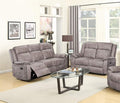 GTU Furniture Double Reclining Sofa and Loveseat, Grey Polished Microfiber Living Furniture Set (Sofa+Loveseat)
