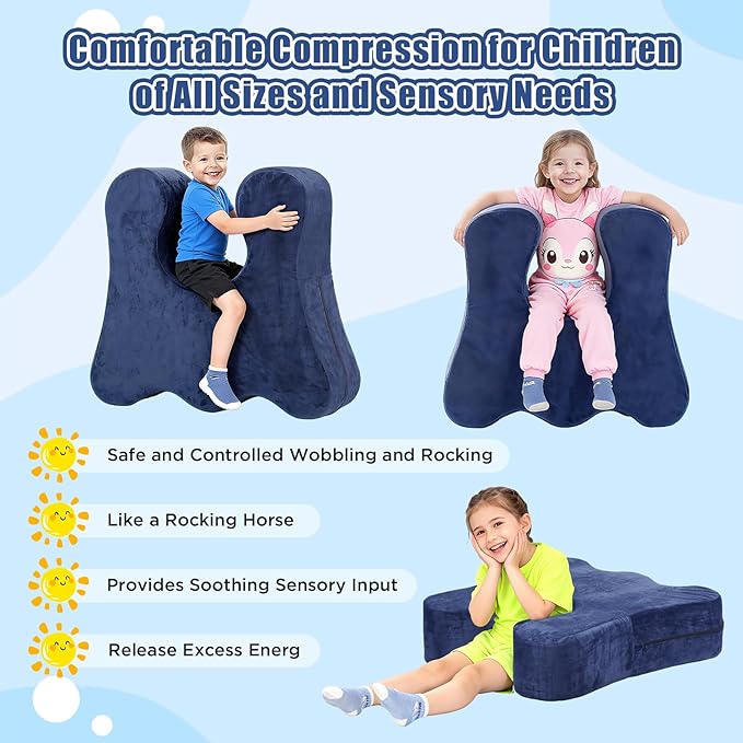 Memory Foam Sensory Soft Squeeze Seat, Sensory Rocker Chair for Kids, Compression Rocking Chair for Special Need Child, Rocking Seat for Autism, ADHD, Sensory Room Must Have Toys, Rocking Design