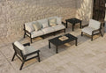 Patio Kingdom 7 Piece Patio Conversation Sets, Outdoor Couch with Washable Thick Beige Cushions, HDPE Patio Furniture Set, Outdoor Sectional Furniture for Backyard, Deck, Lawn, Porch (Black Frame)