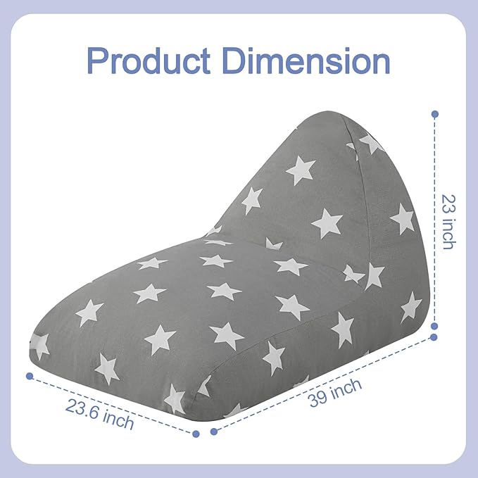 COMAX Bean Bag Chairs for Kids, Kid Beanbag Chair Stuffed with Filler, Toddler Lounge Chair Cotton, Lazy Floor Lounger for Girls and Boys, Premium Cotton Canvas