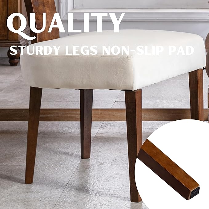 RIVOVA Upholstered Dining Chairs Set of 6, Modern Wooden Kitchen Chairs Fabric Side Dining Room Chair Farmhouse Dinner Chair for Kitchen Dining Room, Cream