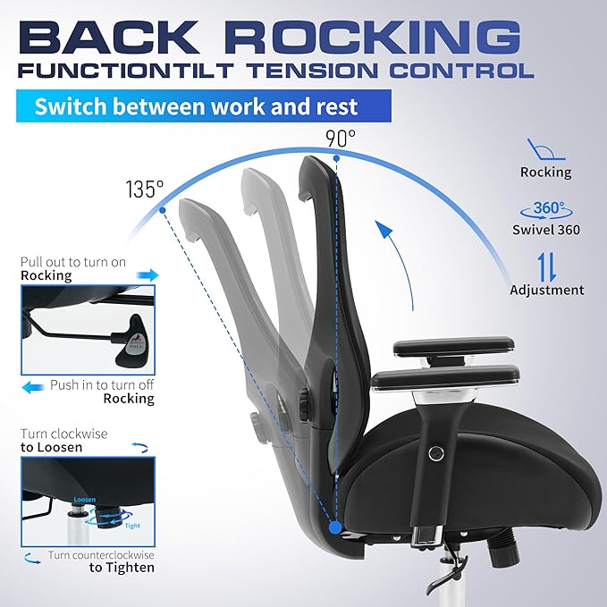 700lbs Big and Tall Office Chair for Heavy People Ergonomic Mesh Desk Chair with Wide Thick Seat Cushion, Adjustable Lumbar Support and 4D Armrests for Aitting All Day