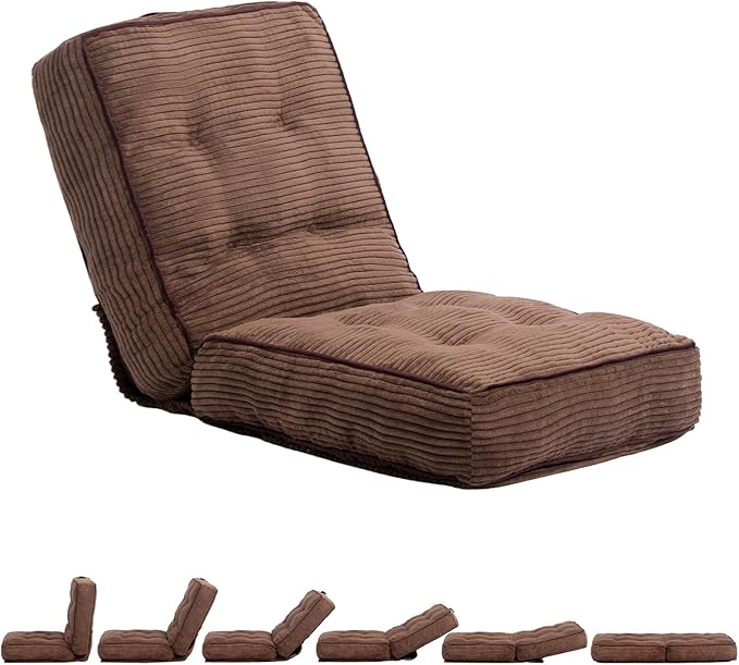 HollyHOME Adjustable Floor Chair, Folding Lazy Sofa Recliner with 5-Position Backrest, Thick Cushion, Detachable Cover & Handle, Comfy Accent Chair for Bedroom, Meditation, Gaming, Coffee