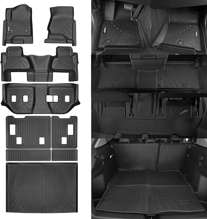 Floor Mats Fit for 2015-2020 Chevrolet Suburban/GMC Yukon XL 8 Seats Bench Seats Floor Mats & Trunk Mat & Backrest Mats Replacement All Weather for Chevrolet Suburban Floor Liner Accessories