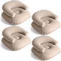 Threehoney 4 Pcs Inflatable Lounge Chair Deck Chair Lazy Sofa, Blow Up, Folding, Portable Couch for Home, Office Balcony, Floor Seating (Beige)