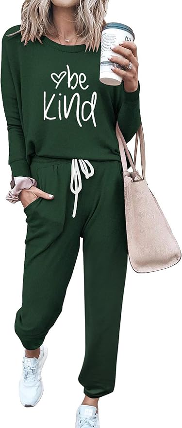 PRETTYGARDEN Women Fall 2 Piece Lounge Outfit Long Sleeve Tops High Waisted Jogger Pants Set Spring Travel Clothes Tracksuit
