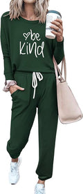 PRETTYGARDEN Women Fall 2 Piece Lounge Outfit Long Sleeve Tops High Waisted Jogger Pants Set Spring Travel Clothes Tracksuit