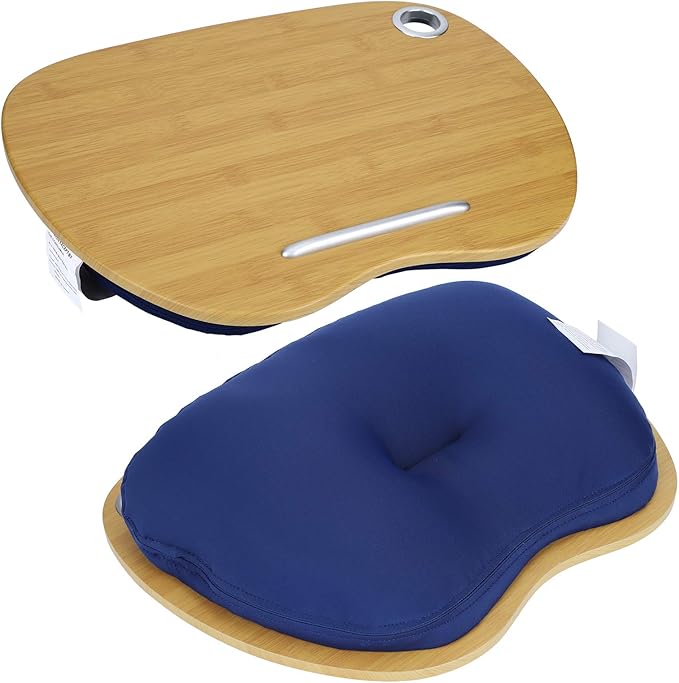 Multifunction Laptop Desk, Portable Lap Desk for Home Office, 3 - in - 1 Laptop Stand with Cushion, Bed Table for Writing Learning, Lightweight MDF Board for Indoor Outdoor Use (Blue)