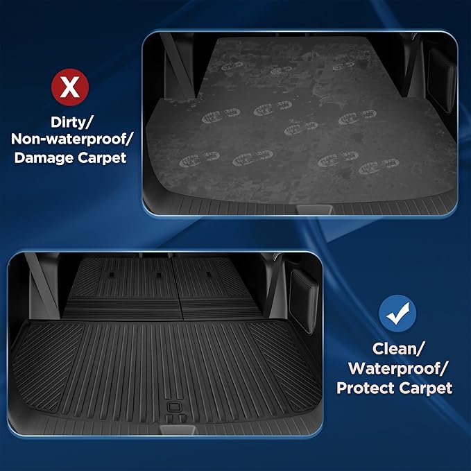 2026 Palisade Floor Mats Only Hybrid 7-Seat All Weather TPE Cargo Mat with Backrest Mat for Hyundai Palisade Accessories 2026 SEL/SEL Premium/Limited/Calligraphy