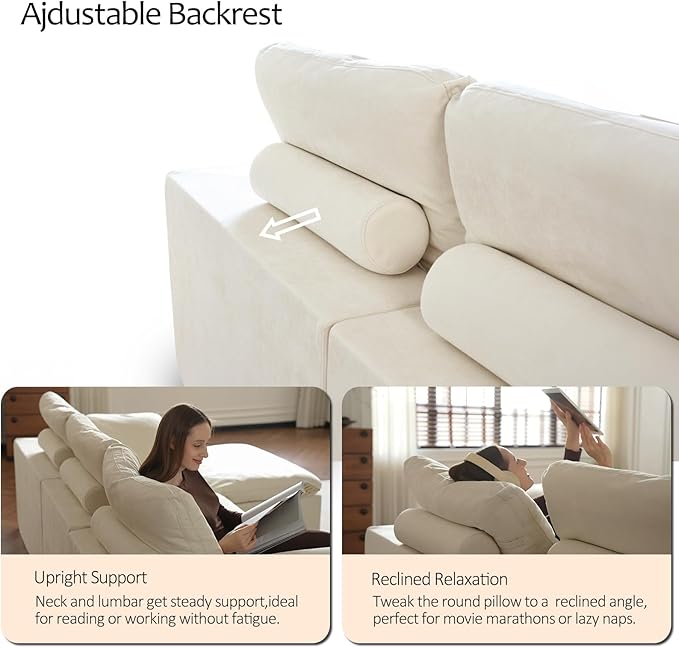 ANONER 78" Loveseat Sofa, Deep Seats, Cloud Sectional Couches for Living Room, 2 Seater Boneless Couch, Modern Modular Loveseats, No Assembly, Beige