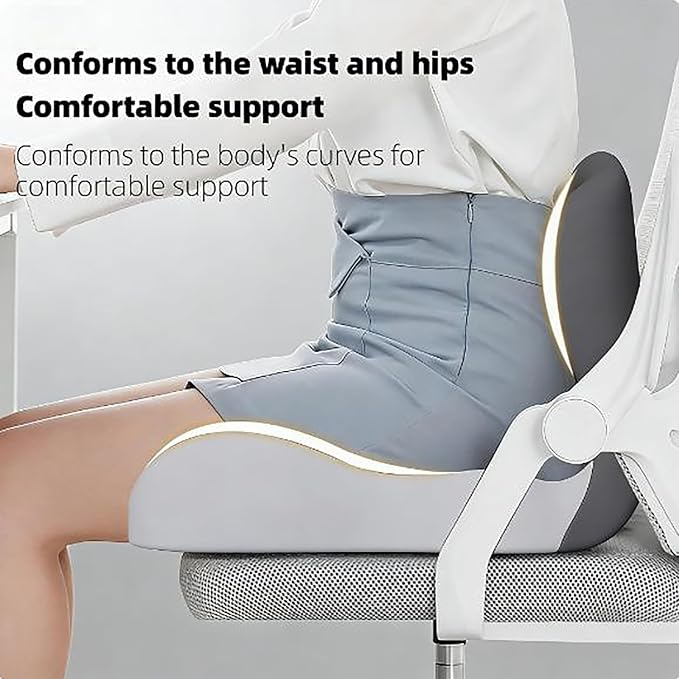 Orthopedic Cushion for Office Chair and Car, Memory Foam Seat Cushion with Lumbar Support Pillow, Instant Relieve Pressure on Back, Hips, Tailbone, Improves Sitting Posture (1, Mixed Colors)