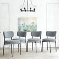 Stabrech Grey Boucle Dining Chairs Set of 4, Upholstered Dinner Chair with Metal Frame, Dining Room Chairs with Padded Seat, Round Modern Seating for Living Room