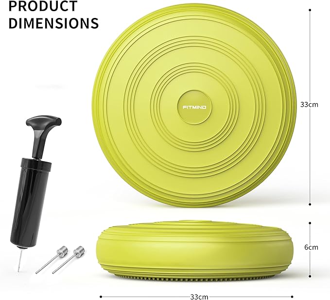 FITMIND Inflated Wobble Cushion,Circular Non-slip Texture for Comfortable Sitting,Extra Thick Dyna Disc with Pump for Core Strength,Wiggle Seat to Improve Posture,Fitness,660lb Load Capacity